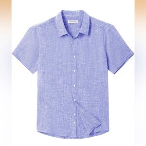 NWT 2 XL Men's Short Sleeve Button Down Shirt Cuban Collar Anti-Wrinkle Shirt